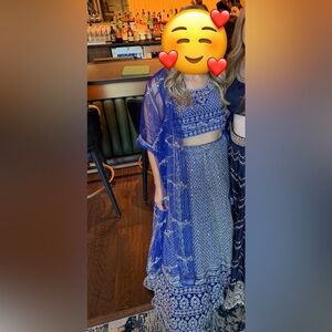 Elegant Blue Lehenga with silver accents